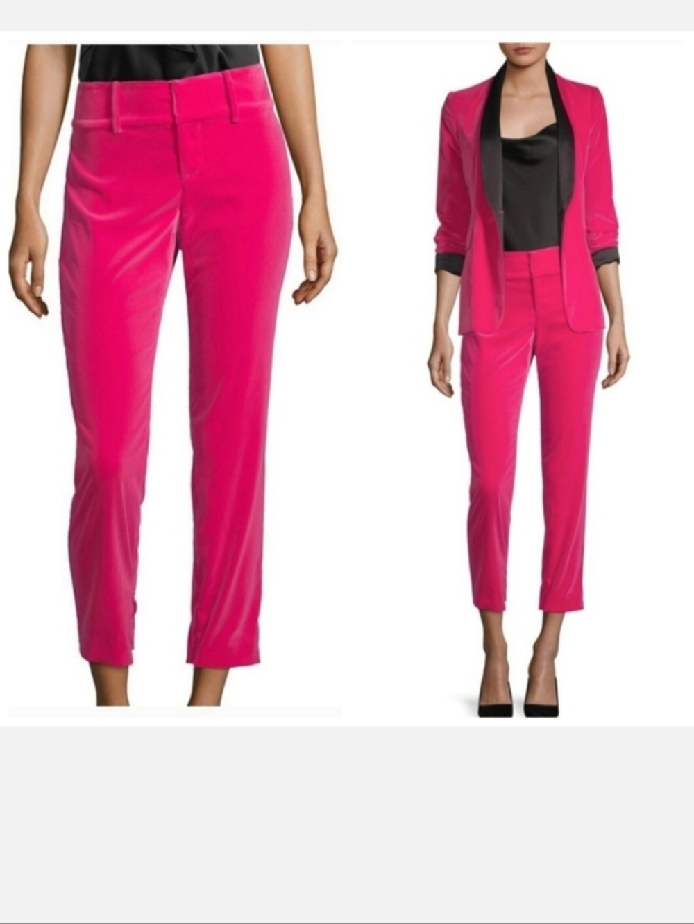 Alice + Olivia stacey pink velvet ankle pant size 6